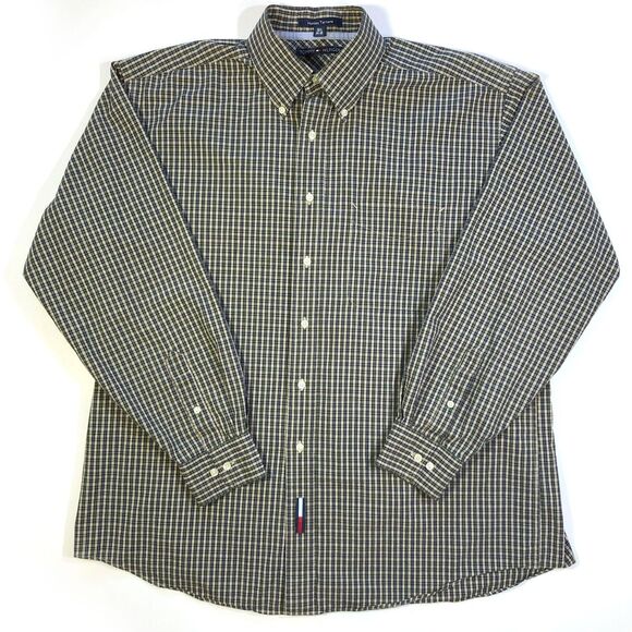 Tommy Hilfiger Green Tartan Button-Up Shirt Men's L - Picture 1 of 5